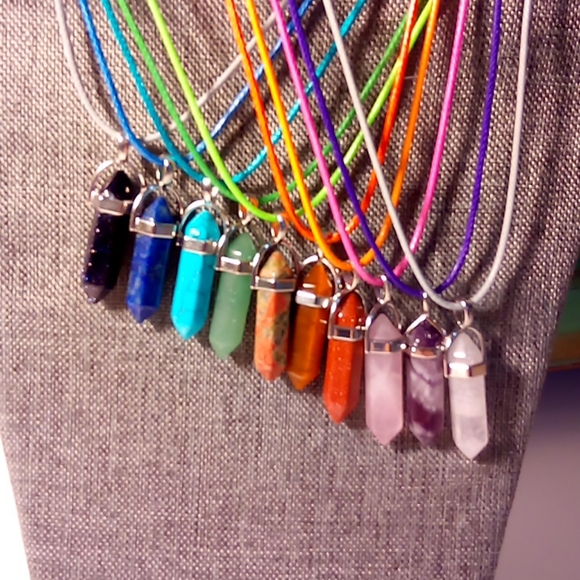 Hand Crafted Jewelry - Hexagonal healing crystals necklaces